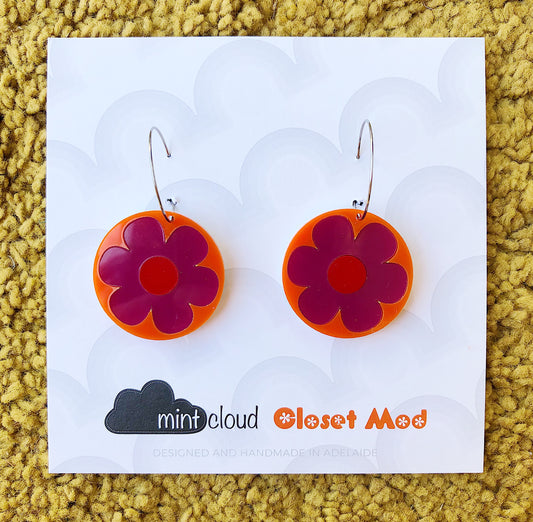 Closet Mod X Mintcloud Studio Earrings - Purple & Orange Flower Dangles