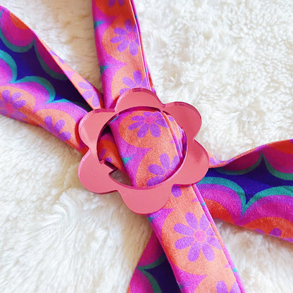 Flower Belt or Scarf Slide - Pink Mirror